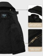 Soularge Women's Winter Plus Size Padded Fleece Parka Coat with Hood (Black, 3X) - Image 3