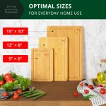𝐋𝐮𝐱𝐮𝐫𝐲 Bamboo Cutting Board for Kitchen - Chopping Board w/Juice Groove & Easy Grip Handle - Organic Wooden Cutting Boards for Meat, Cheese, Fruits & Vegetables (Set of 3) - Image 3