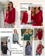 a.Jesdani Womens Plus Size Long Sleeve Tops Tunic Tops Casual Floral Henley Shirts m-4x - Image 6