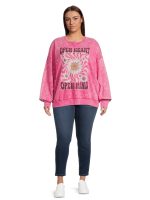 No Boundaries Juniors Plus Size Washed Graphic Crewneck Sweatshirt, Sizes 1X-4X - Image 3