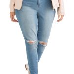 A3 Denim Women's Plus Size Destructed Skinny Jeans, Sizes 16-26