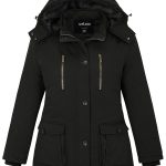 Soularge Women's Winter Plus Size Padded Fleece Parka Coat with Hood (Black, 3X)