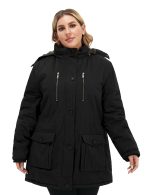 Soularge Women's Winter Plus Size Padded Fleece Parka Coat with Hood (Black, 3X) - Image 5
